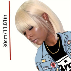 Short Pink Bob Wig With Bangs For Women Costume Wig