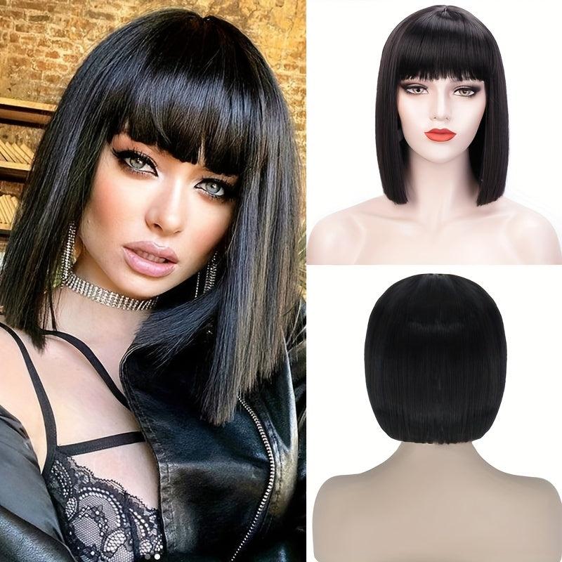 Short Pink Bob Wig With Bangs For Women Costume Wig