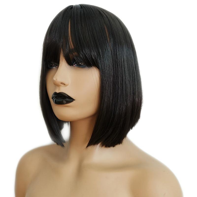 Short Pink Bob Wig With Bangs For Women Costume Wig