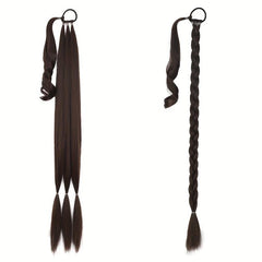 Long Braid Ponytail Extension Straight Wrap Synthetic Hairpiece