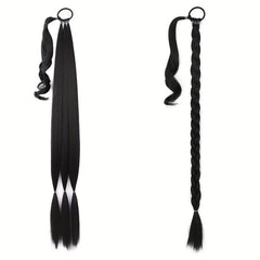 Long Braid Ponytail Extension Straight Wrap Synthetic Hairpiece