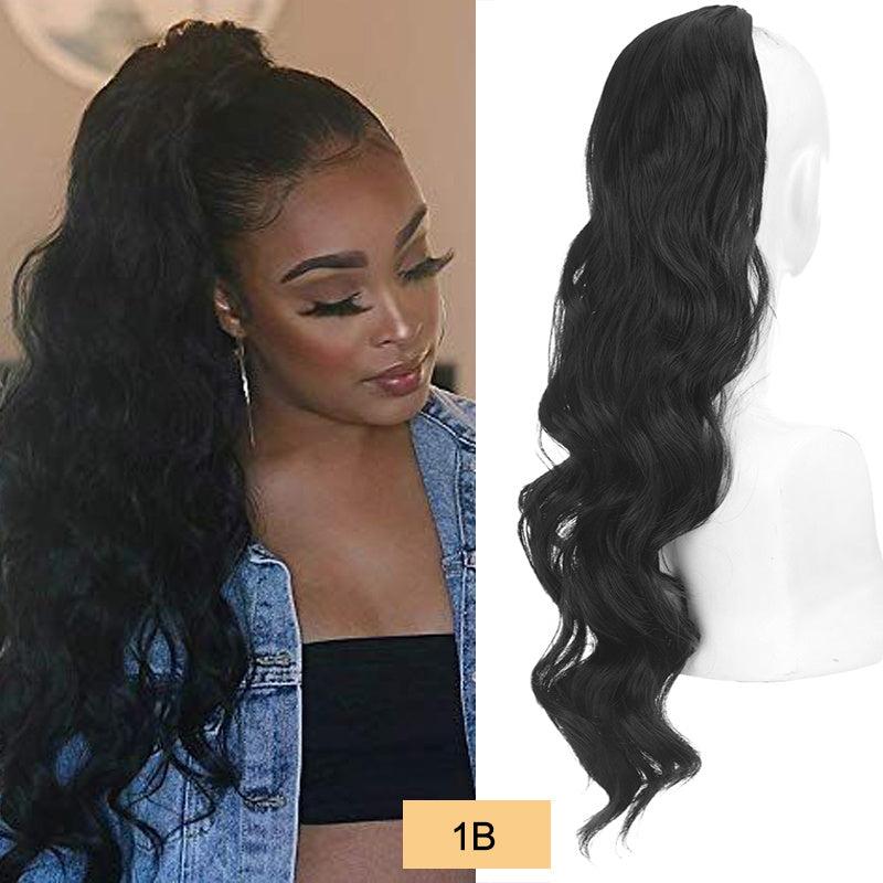 Curly Hair Clip Extension for Women Ribbon Ponytail Accessory
