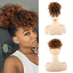 Afro Puff Drawstring Ponytail Extensions With Bangs