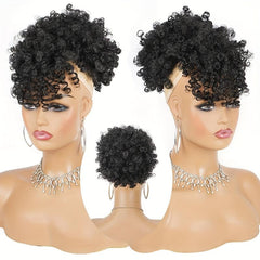 Afro Puff Drawstring Ponytail Extensions With Bangs