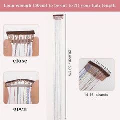 12pcs Pack Hair Tinsel Kit Party Highlight Glitter Tinsel Hair Extension