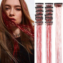 12pcs Pack Hair Tinsel Kit Party Highlight Glitter Tinsel Hair Extension