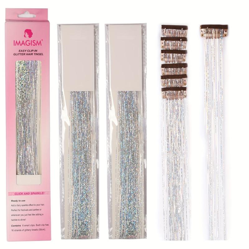 12pcs Pack Hair Tinsel Kit Party Highlight Glitter Tinsel Hair Extension
