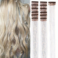 12pcs Pack Hair Tinsel Kit Party Highlight Glitter Tinsel Hair Extension