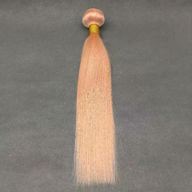 Pink Brazilian Human Hair Weave 10-24 Inch Straight Hair Extensions