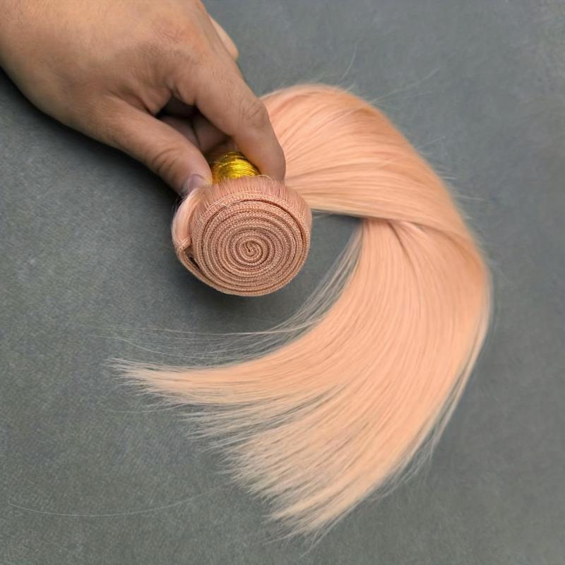Pink Brazilian Human Hair Weave 10-24 Inch Straight Hair Extensions