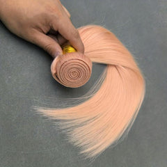 Pink Brazilian Human Hair Weave 10-24 Inch Straight Hair Extensions