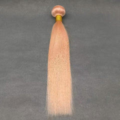 Pink Brazilian Human Hair Weave 10-24 Inch Straight Hair Extensions