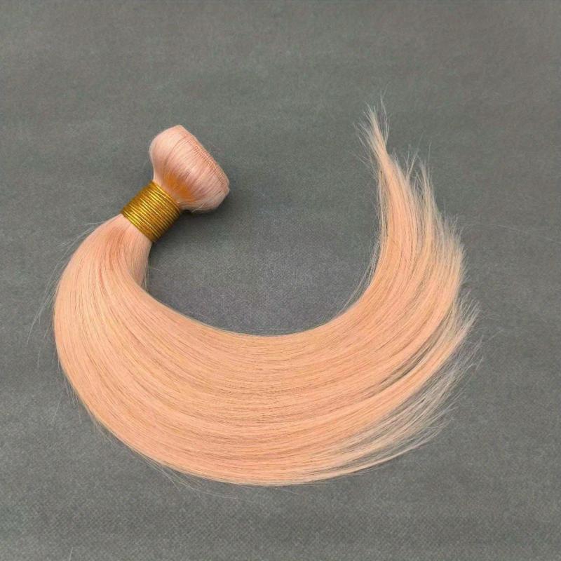 Pink Brazilian Human Hair Weave 10-24 Inch Straight Hair Extensions