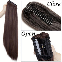 Long Straight Claw Clip Ponytail Hair Extensions for Women Girls