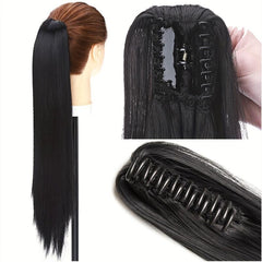 Long Straight Claw Clip Ponytail Hair Extensions for Women Girls