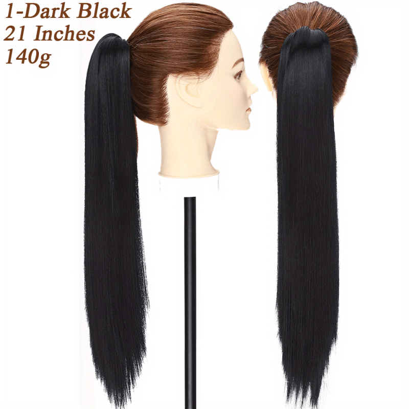 Long Straight Claw Clip Ponytail Hair Extensions for Women Girls