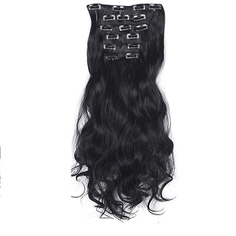 Wavy Curly 6PC Hair Pieces Synthetic Extensions Clip