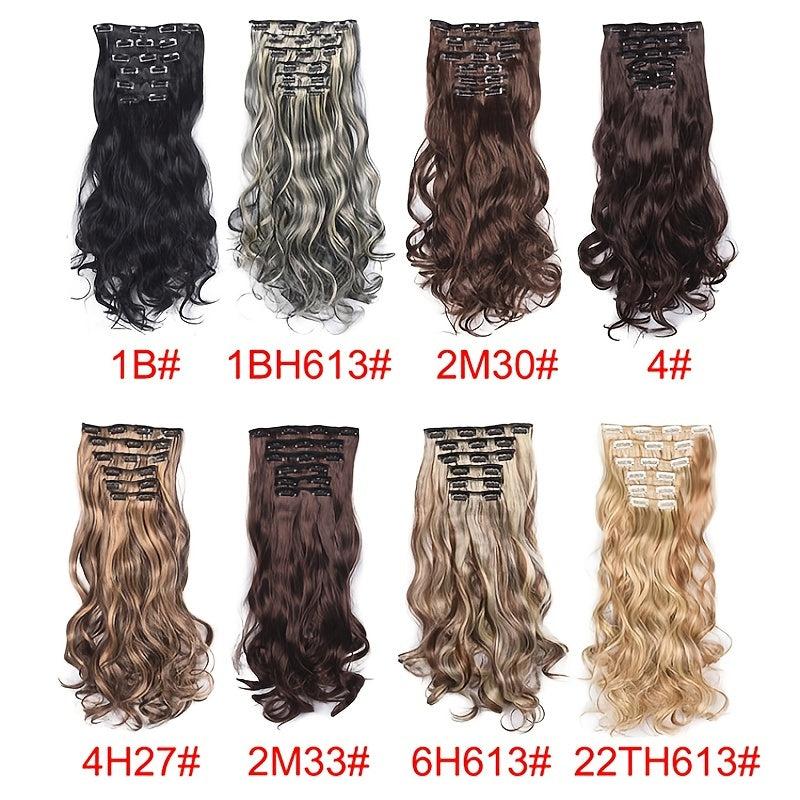 Wavy Curly 6PC Hair Pieces Synthetic Extensions Clip