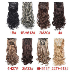 Wavy Curly 6PC Hair Pieces Synthetic Extensions Clip