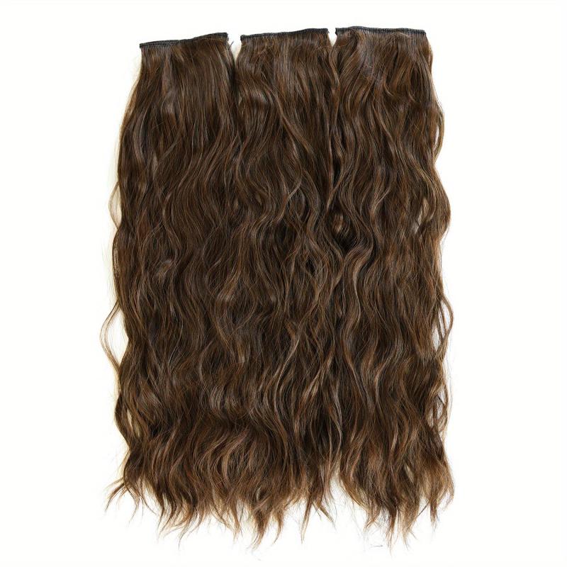 3pcs Water Wave Clip-In Hair Extensions for Women Natural Curly Hair Pieces