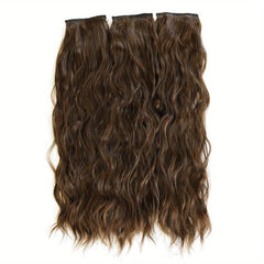 3pcs Water Wave Clip-In Hair Extensions for Women Natural Curly Hair Pieces