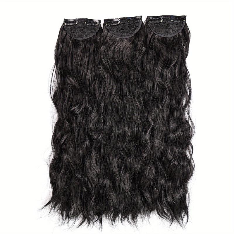 3pcs Water Wave Clip-In Hair Extensions for Women Natural Curly Hair Pieces