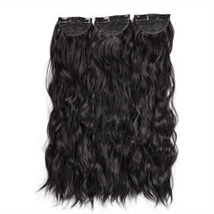3pcs Water Wave Clip-In Hair Extensions for Women Natural Curly Hair Pieces