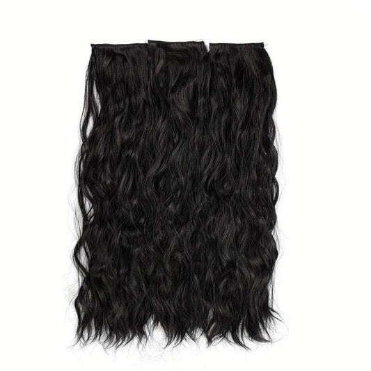3pcs Water Wave Clip-In Hair Extensions for Women Natural Curly Hair Pieces
