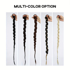 2PCs Braided Ponytail Extension Elastic Hair Tie Straight Wrap For Women