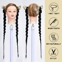 2PCs Braided Ponytail Extension Elastic Hair Tie Straight Wrap For Women