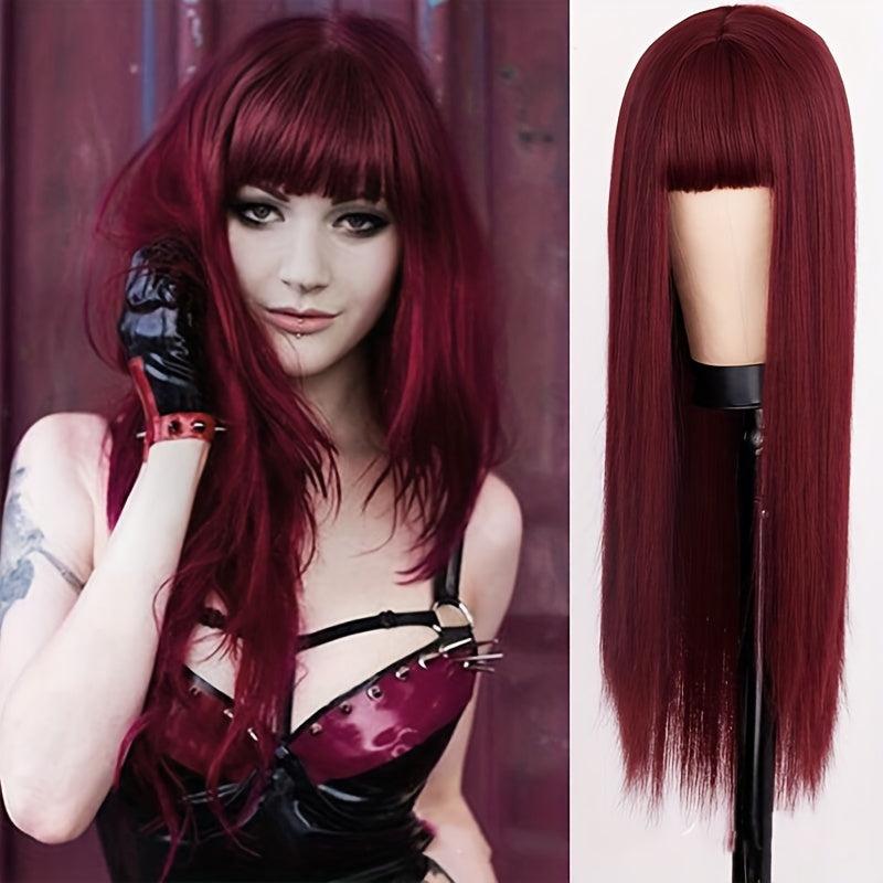 Straight Synthetic Hair Yellow Purple Cosplay Wig For Women Costume