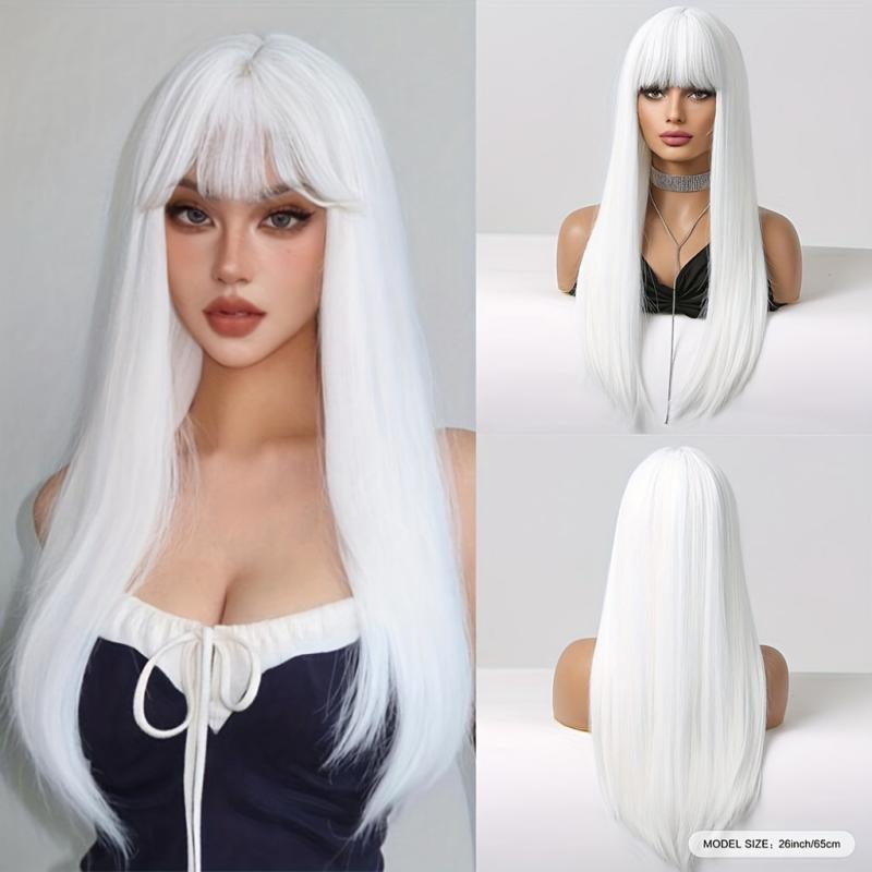 Straight Synthetic Hair Yellow Purple Cosplay Wig For Women Costume