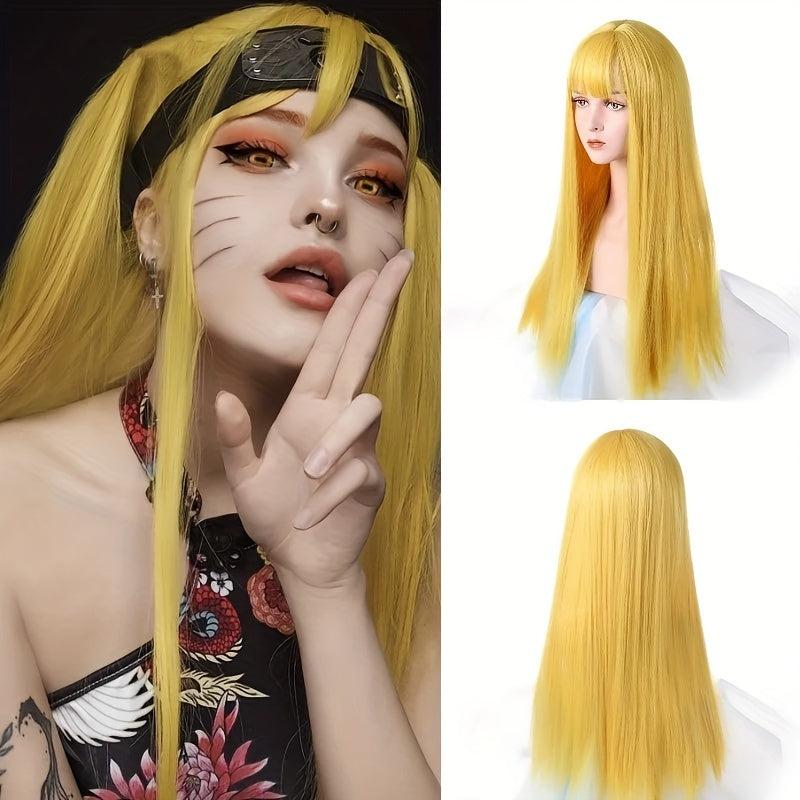 Straight Synthetic Hair Yellow Purple Cosplay Wig For Women Costume