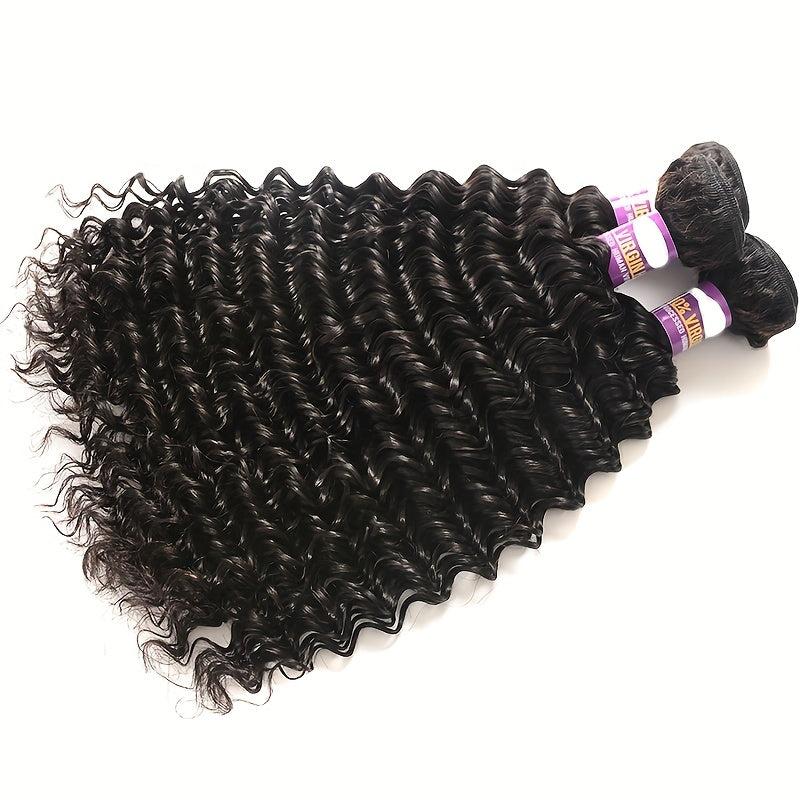Deep Wave Human Hair Bundles 20-32-76 Virgin Hair Weave Extension