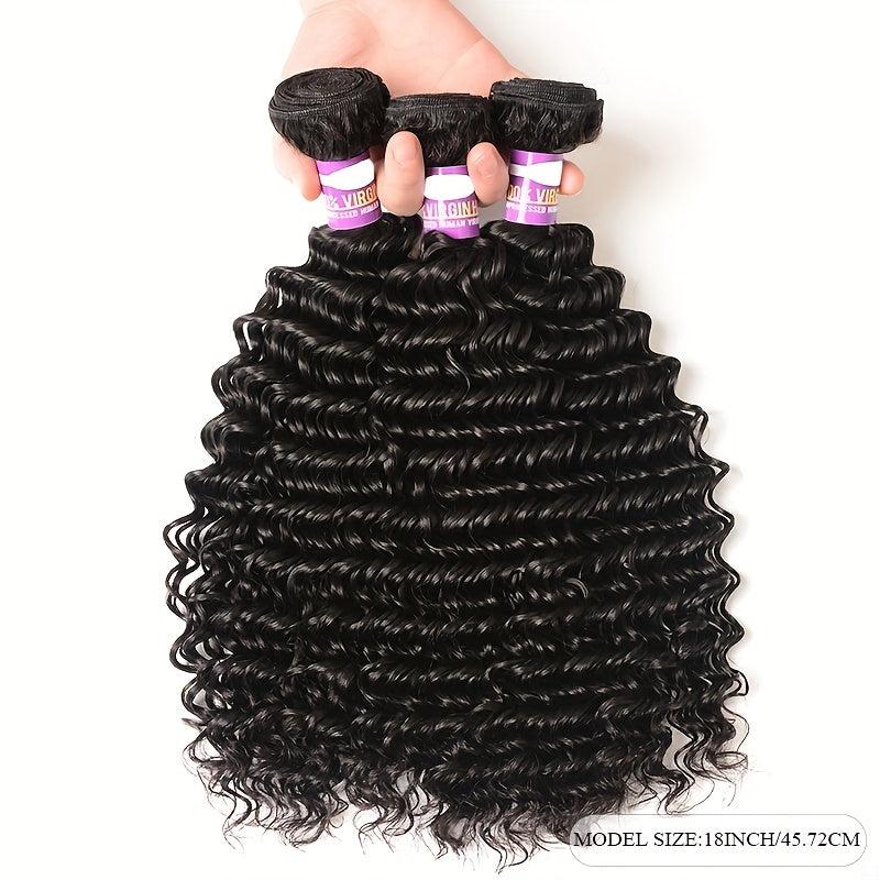 Deep Wave Human Hair Bundles 20-32-76 Virgin Hair Weave Extension