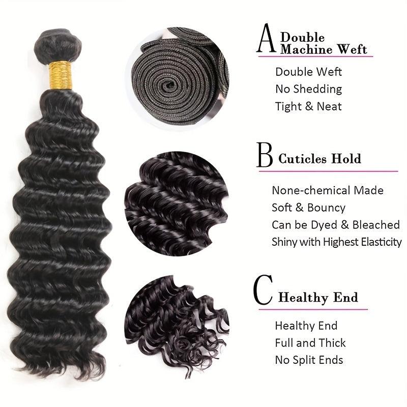 Deep Wave Human Hair Bundles 20-32-76 Virgin Hair Weave Extension