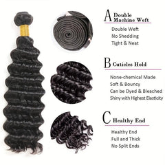 Deep Wave Human Hair Bundles 20-32-76 Virgin Hair Weave Extension