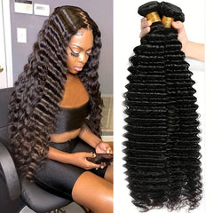 Deep Wave Human Hair Bundles 20-32-76 Virgin Hair Weave Extension