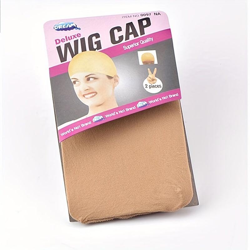 2 Pcs Light Brown Stocking Wig Caps Stretchy Nylon One Size Fits Most