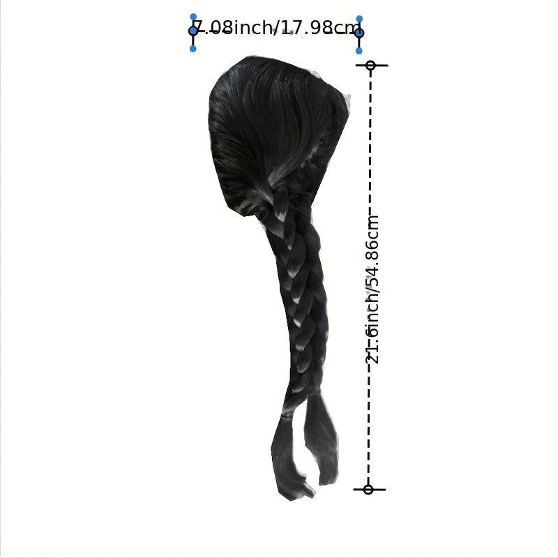 Long Straight Wig With Bangs 2 Ponytails Synthetic Wig For Halloween Cosplay