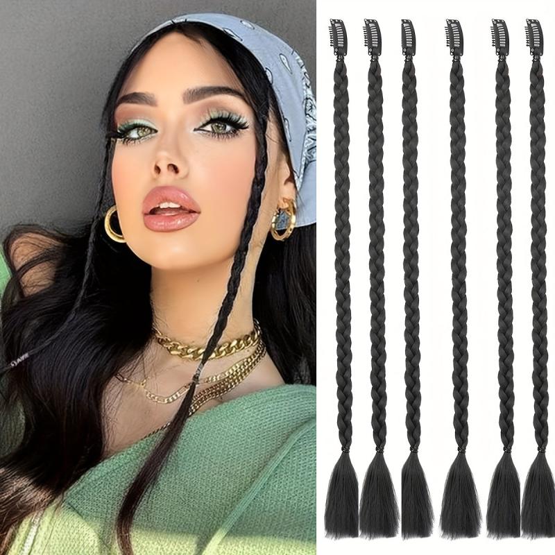 6pcs Box Braids Synthetic Clip In Hair Extensions