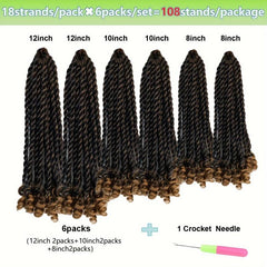 6packs Senegalese Twist Crochet With Curly Ends Hair Extension 1B