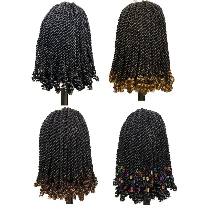 6packs Senegalese Twist Crochet With Curly Ends Hair Extension 1B