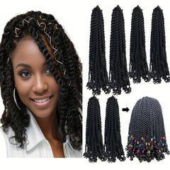 6packs Senegalese Twist Crochet With Curly Ends Hair Extension 1B