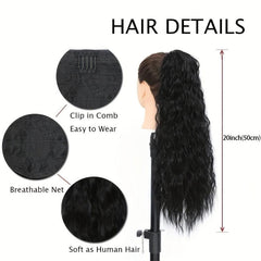 50 8 Cm Long Corn Wavy Ponytail Extensions Wrap Around Hairpiece Women