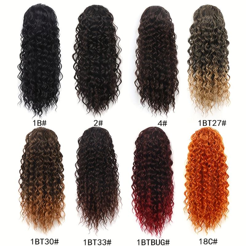 16 Inch Deep Curly Ponytail Extension Synthetic Hair Drawstring Ponytail