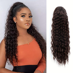 16 Inch Deep Curly Ponytail Extension Synthetic Hair Drawstring Ponytail