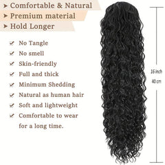 16 Inch Deep Curly Ponytail Extension Synthetic Hair Drawstring Ponytail