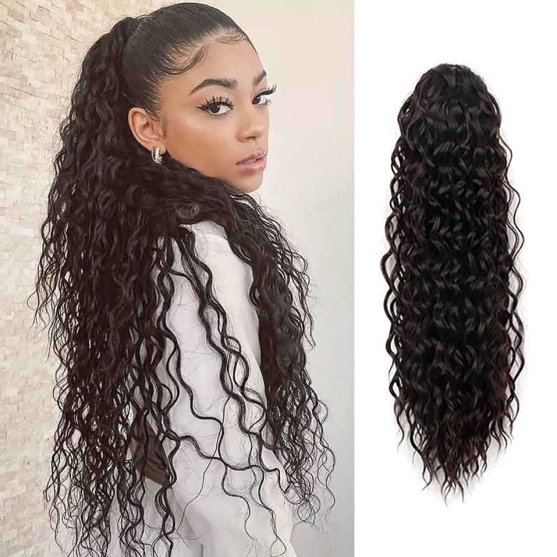 16 Inch Deep Curly Ponytail Extension Synthetic Hair Drawstring Ponytail