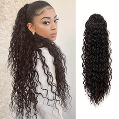 16 Inch Deep Curly Ponytail Extension Synthetic Hair Drawstring Ponytail